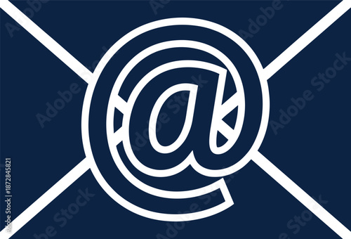 Email communication envelope icon with at symbol vector illustration representing messaging contact newsletter digital mail technology concept design