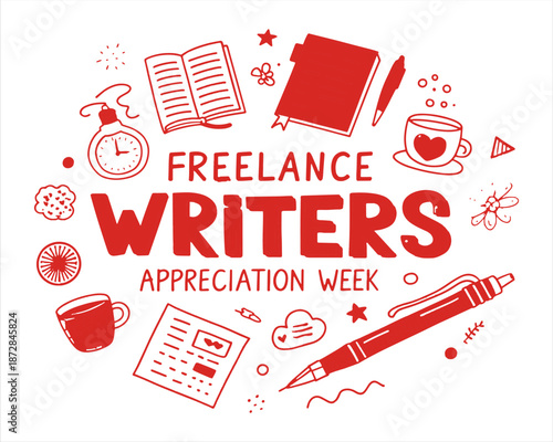 FREELANCE WRITERS APPRECIATION WEEK vector illustration isolated on white background