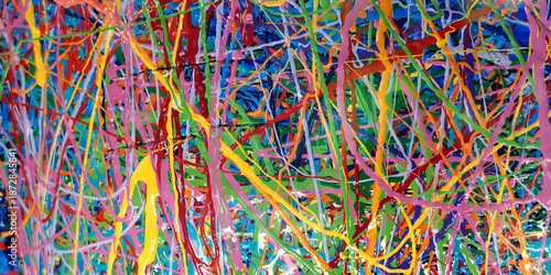 Abstract art painting colorful stripes and waves background with bright -inspired patterns and festive decorative design colors texture wallpaper.