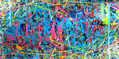 Abstract art painting colorful stripes and waves background with bright -inspired patterns and festive decorative design colors texture wallpaper.