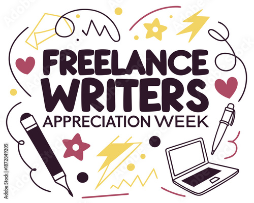 Writer Appreciation Week Vector Design, Freelance Writing and Content Creation Concept Isolated on White Background