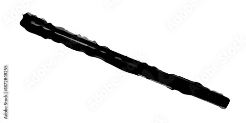 A macro object of a black hole in white paper isolated on a white background with a brown wooden pencil and a steel drill tool