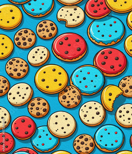 Cookies oil paint.  Illustration for print for wall decorations, covers.