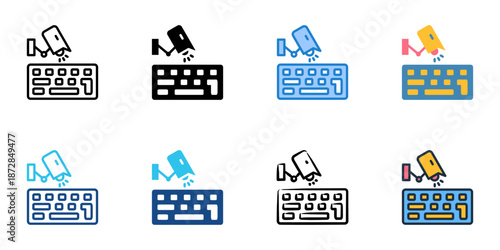 Keylogger icons set multiple style collection. Editable stroke
