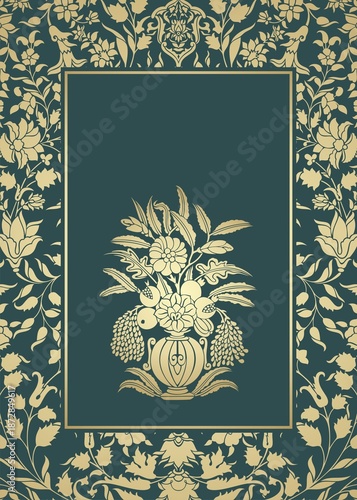 wedding card design, paisley floral pattern , India	