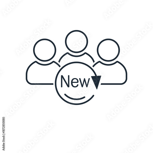 New team. Update staff.Vector linear icon isolated on white background.