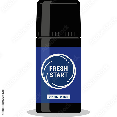 blue color fresh start deodorant bottle in flat color block vector illustration in a clear background