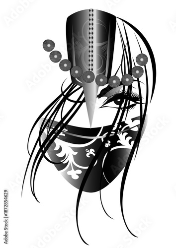 女性の顔、マスク、仮面