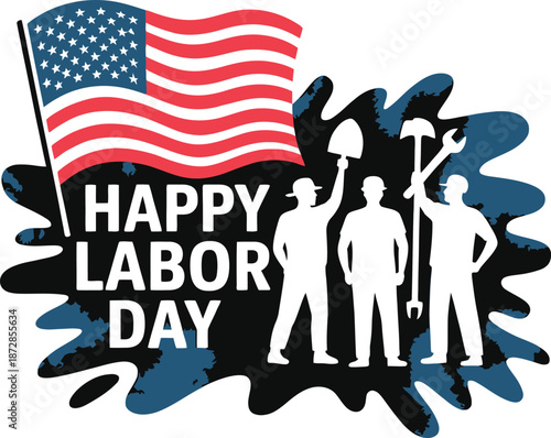 Happy Labor Day workers American flag celebration splash background