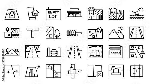 Collection of Simple Line Icons for Real Estate.