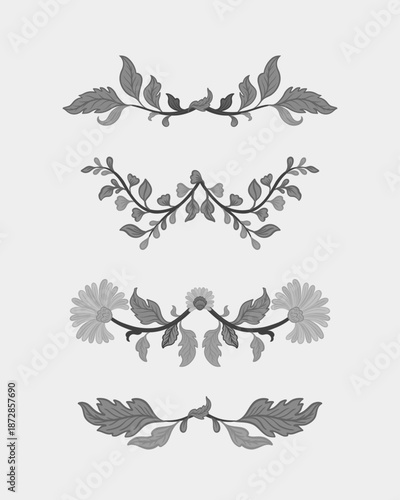 Mughal Floral Divider Silhouettes Vector Set