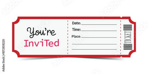 Blank invitation ticket template for party or event