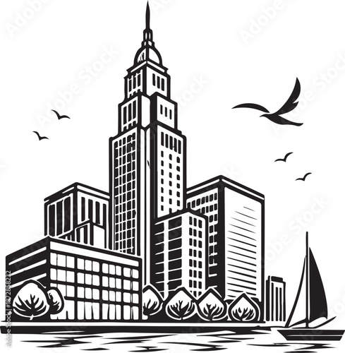 Modern City Skyline Silhouette Vector Representing Innovation Urban Life Business Growth Future Architecture Corporate Vision Progress