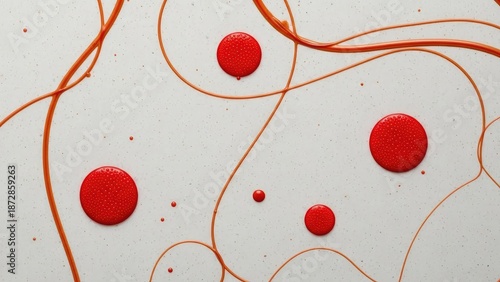 Abstract red dots and orange lines