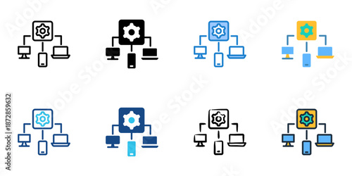 Endpoint Protection icons set multiple style collection. Editable stroke 
