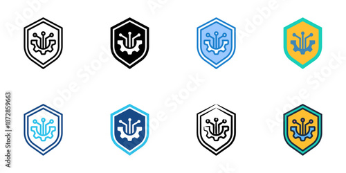 Security Architecture icons set multiple style collection. Editable stroke 
