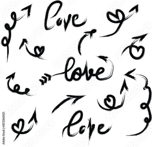 Love arrows, hand drawn symbol.