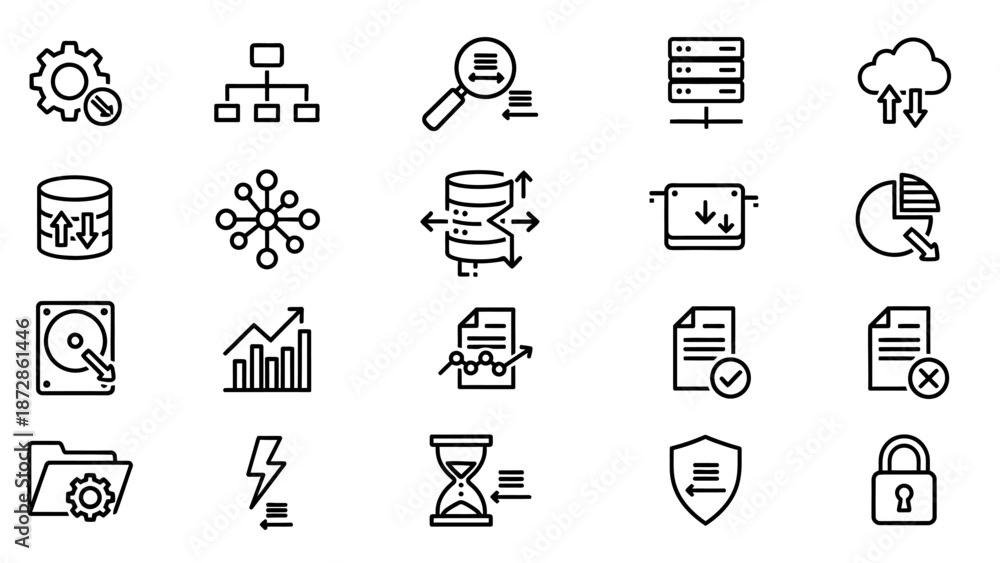Fototapeta premium Collection of Simple Line Icons Representing Technology.