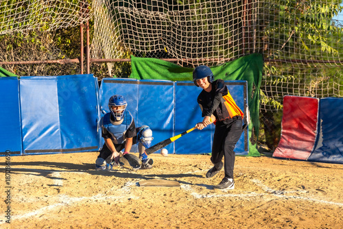 Photography Young baseball players engaging in a practice session