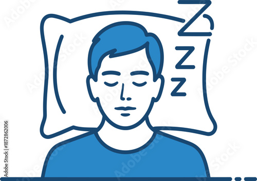 A serene illustration of a person sleeping peacefully on a pillow with a calm expression