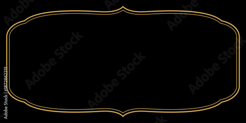 Luxury Black Background with Rounded Gold Frame Decorative Border
