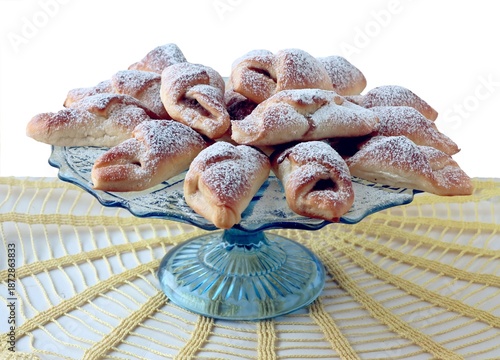 tasty homemade crisp croissants with jam