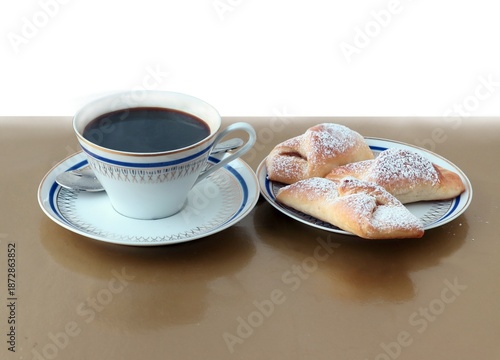 tasty homemade crisp croissants with jam