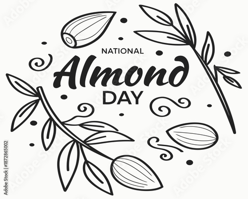NATIONAL ALMOND DAY vector illustration isolated on white background