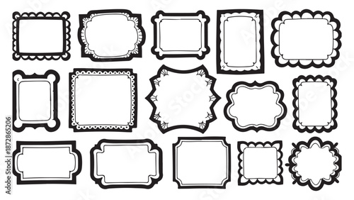 Illustrative Hand Drawn Decorative Frames and Labels Collection