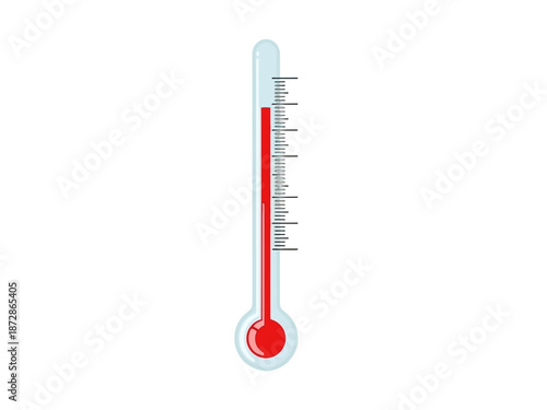 Thermometer illustration showing temperature level, high heat concept, medical, measuring, and science
