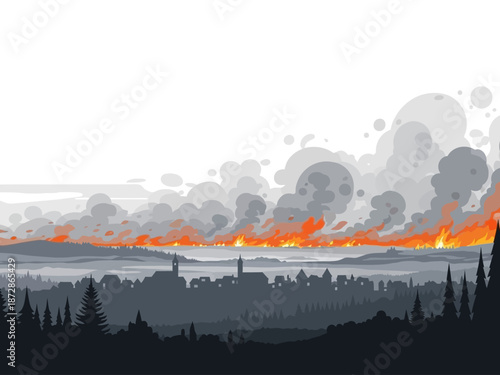 Wildfire Engulfs Landscape A Dramatic Illustration of Nature's Fury and Destruction