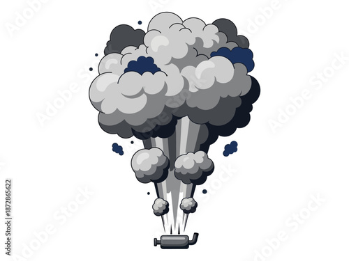 Emissions Illustration Car Exhaust Smoke and Air Pollution Representation