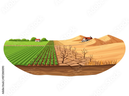 Illustrative Comparison of Thriving Farmland vs