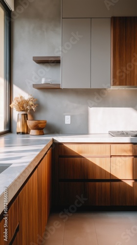 Modern Kitchen Interior with Flat Front Cabinets