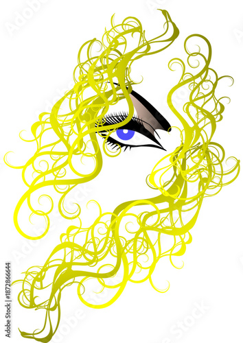 女性の顔、ロングヘアー、瞳