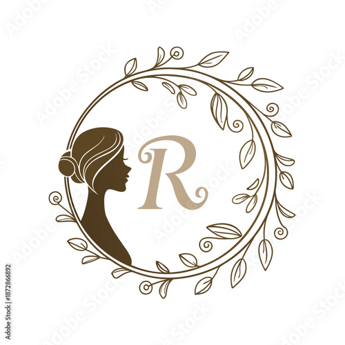 Abstract floral vector background featuring a stylish woman silhouette with decorative ornament design