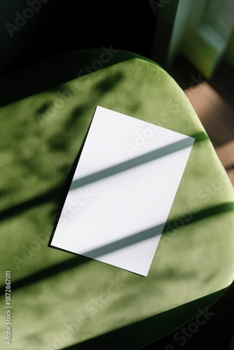 Sage Green Invitation 5x7 Mockup with Natural Shadows