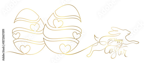 Happy Easter with Easter eggs and bunnies. illustration vector 4.eps