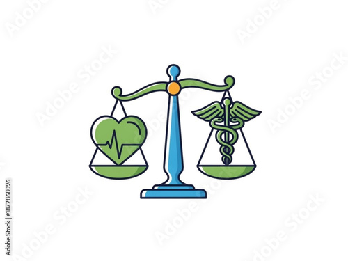Medical scales balancing heart health and wellness concept