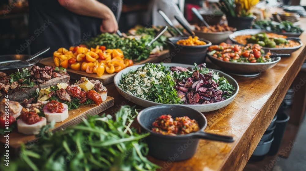 Obraz premium Organic farm-to-table experience, highlighting the journey from farm to plate, sustainability practices, and the freshness of locally sourced produce.