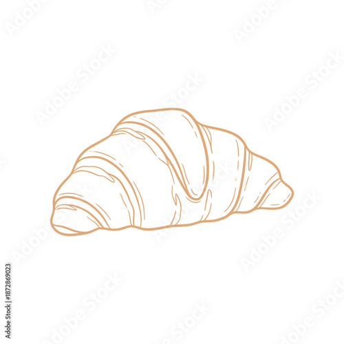 Vector illustration of a croissant with plump edges, Flat illustration of croissant bakery vector icon isolated on transparent background