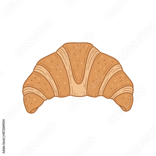 Vector illustration of a croissant with plump edges, Flat illustration of croissant bakery vector icon isolated on transparent background