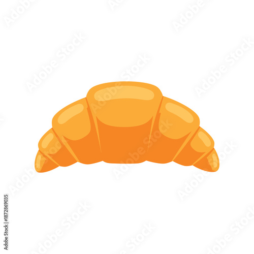 Vector illustration of a croissant with plump edges, Flat illustration of croissant bakery vector icon isolated on transparent background