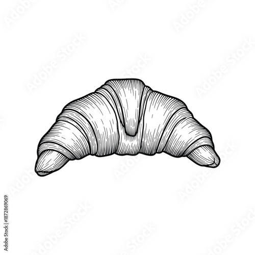 Vector illustration of a croissant with plump edges, Flat illustration of croissant bakery vector icon isolated on transparent background