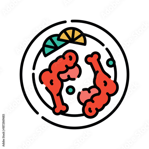 tandoori chicken color line icon.