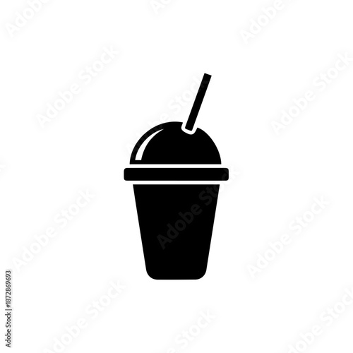 Black cup with straw