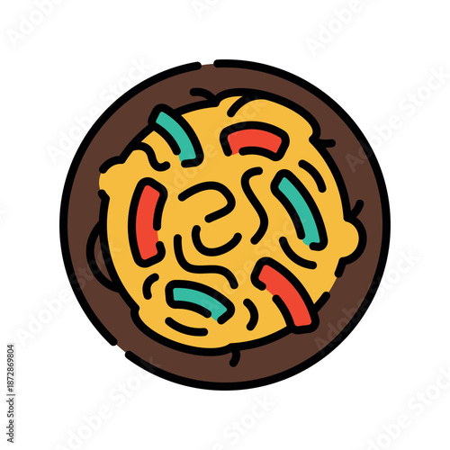 chow mein color line icon.