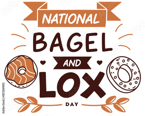 NATIONAL BAGEL AND LOX  DAY vector illustration isolated on white background