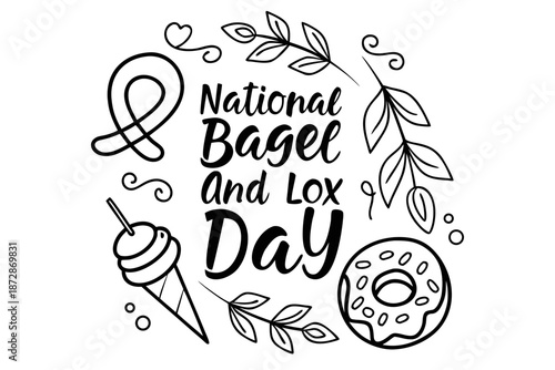 National Bagel & Lox Day Vector Graphic, Gourmet Brunch and Breakfast Concept Illustration