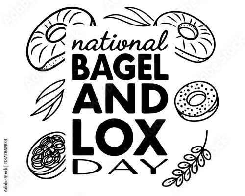 National Bagel and Lox Day Vector Illustration, Delicious Breakfast Food and Brunch Graphic